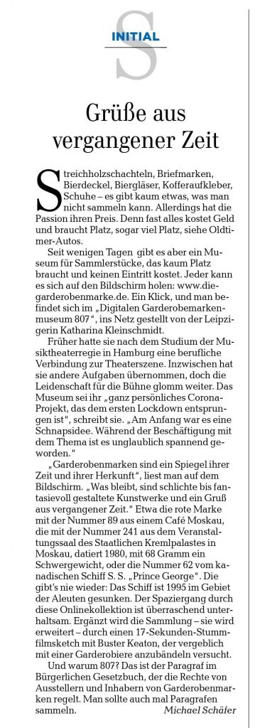 Hannoversche Allgemeine Zeitung, 11.1.2021, Autor: Michael Schäfer